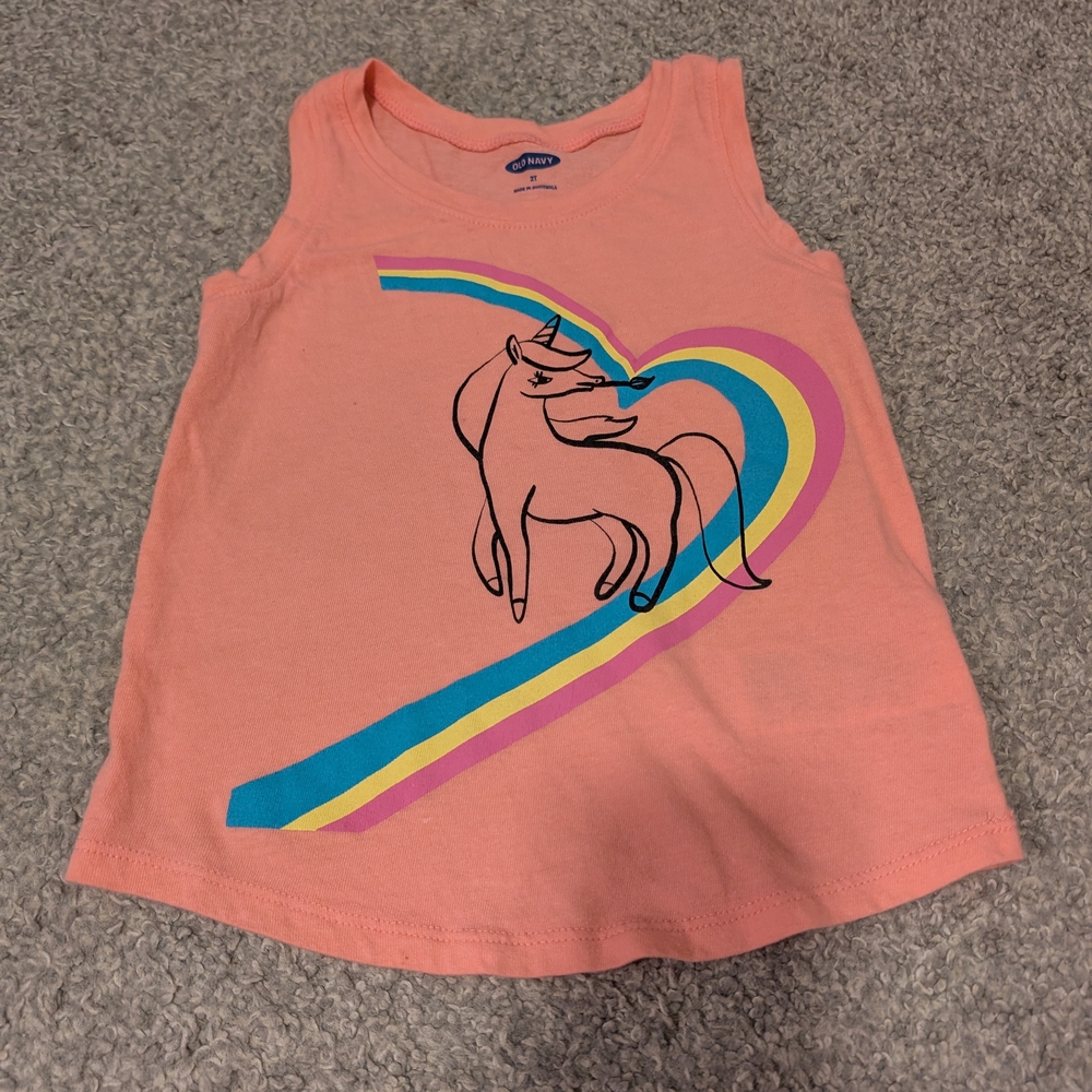 Unicorn Graphic Kids Tank Top - Pink - Picture 1 of 4